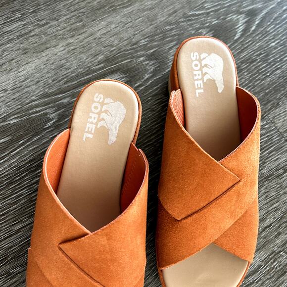 NWOB Sorel Women's Cameron Flatform Mule Sandals Desert Sun US 7 - Picture 14 of 16